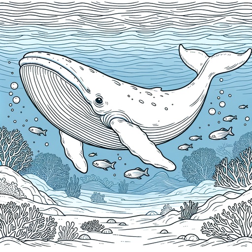 Underwater Minke Whale Coloring Page