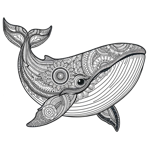 Mandala Minke Whale Coloring Page