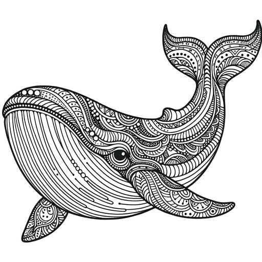 Zentangle Minke Whale Coloring Page