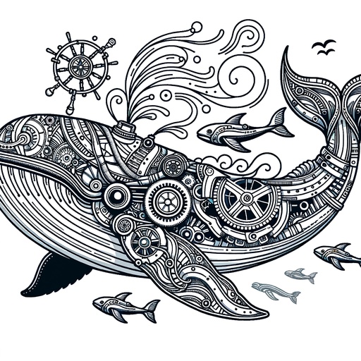 Steampunk Minke Whale Coloring Page