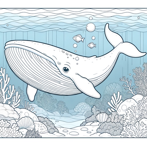 Underwater Fin Whale Coloring Page