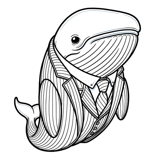 Fin Whale in Suits Coloring Page