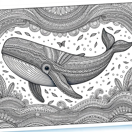 Mindful Fin Whale Coloring Page