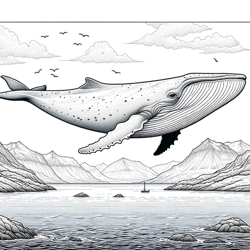 Realistic Fin Whale Coloring Page