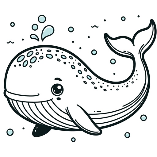 Cute Bowhead Whale Coloring Page