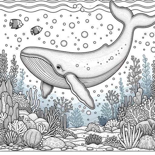 Underwater Bowhead Whale Coloring Page