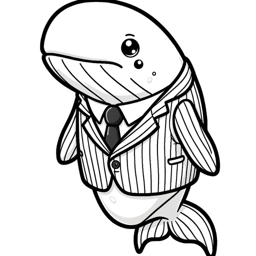 Bowhead Whale in Suits Coloring Page