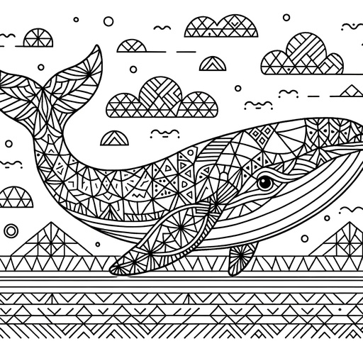 Geometric Bowhead Whale Coloring Page