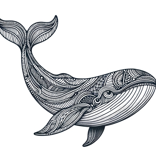 Zentangle Bowhead Whale Coloring Page