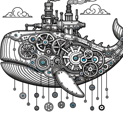 Steampunk Bowhead Whale Coloring Page