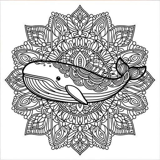 Mandala Pilot Whale Coloring Page