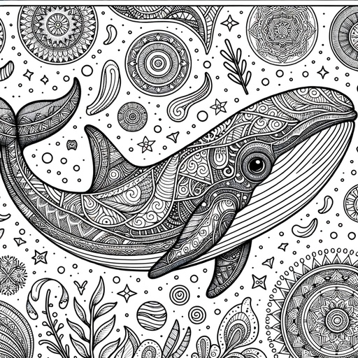 Mindful Pilot Whale Coloring Page