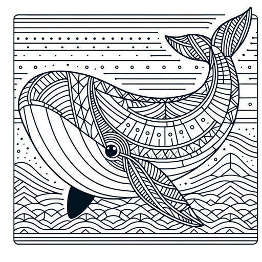 Geometric Pilot Whale Coloring Page