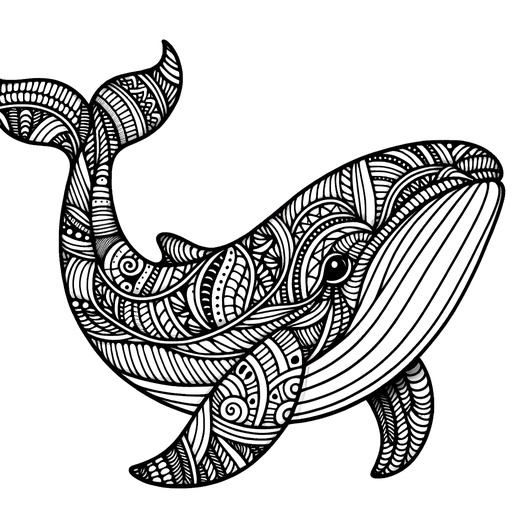 Zentangle Pilot Whale Coloring Page