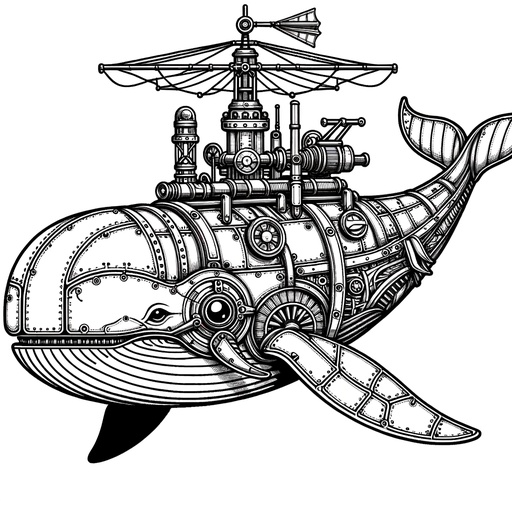 Steampunk Pilot Whale Coloring Page