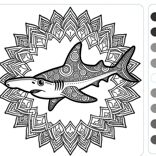 Mandala Hammerhead Shark Coloring Page