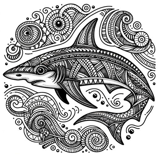 Zentangle Hammerhead Shark Coloring Page