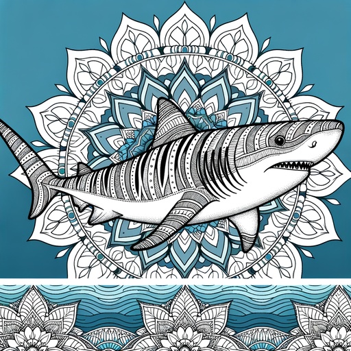 Mandala Tiger Shark Coloring Page