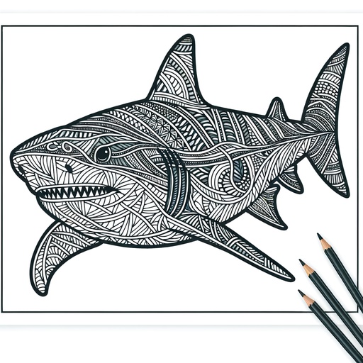 Mindful Tiger Shark Coloring Page