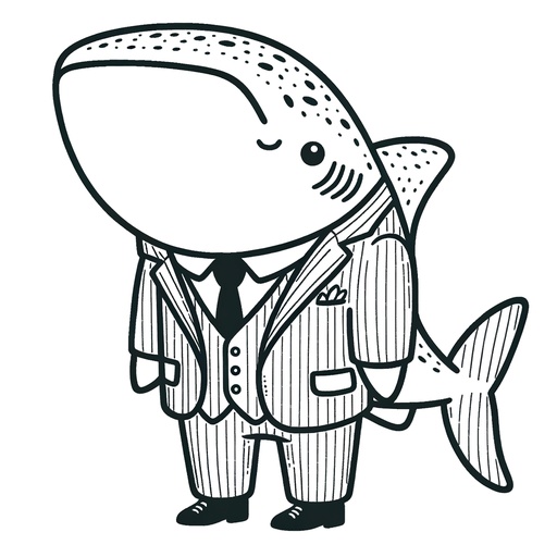 Whale Shark in Suits Coloring Page