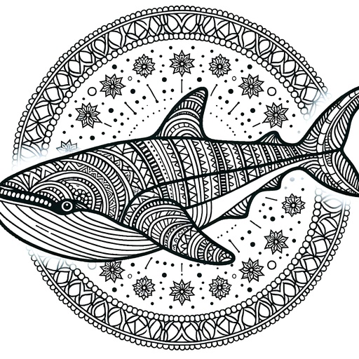 Mandala Whale Shark Coloring Page