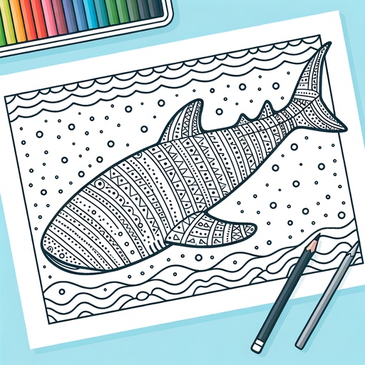 Mindful Whale Shark Coloring Page