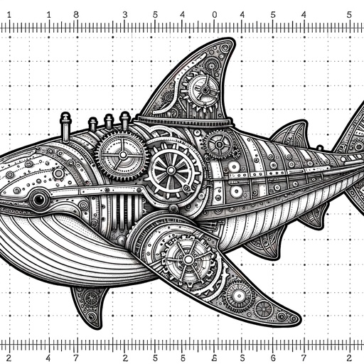 Steampunk Whale Shark Coloring Page