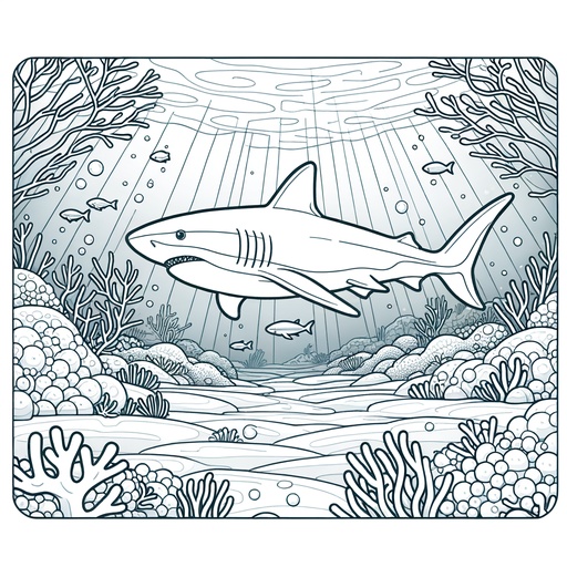 Underwater Bull Shark Coloring Page