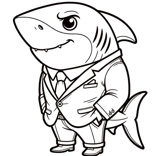 Bull Shark in Suits Coloring Page