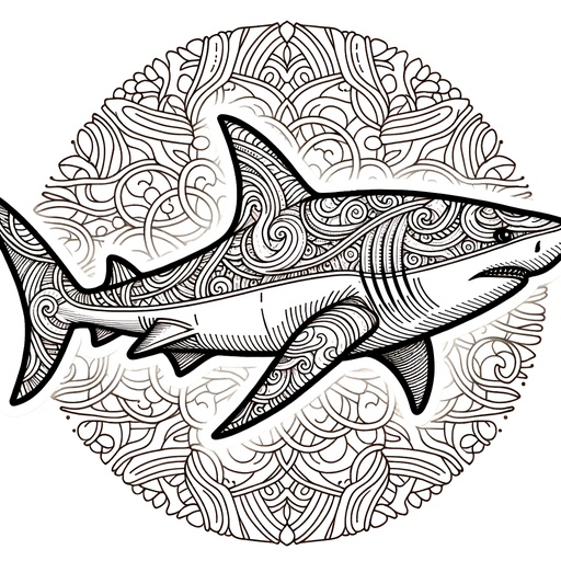 Mindful Bull Shark Coloring Page