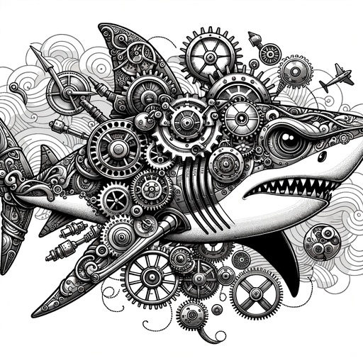 Steampunk Bull Shark Coloring Page