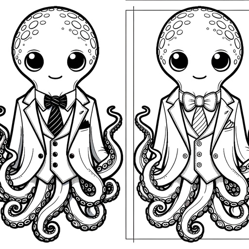 Octopus in Suits Coloring Page