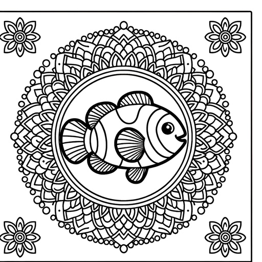 Mandala Clownfish Coloring Page