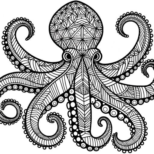 Geometric Octopus Coloring Page