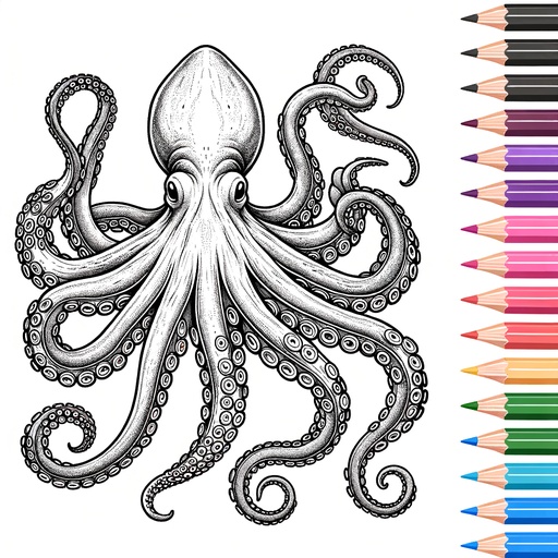 Realistic Octopus Coloring Page