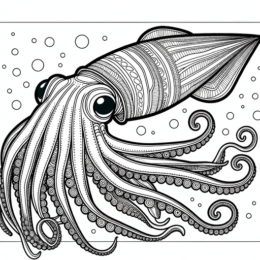 Mindful Giant Squid Coloring Page