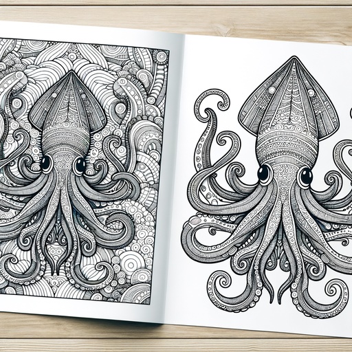 Zentangle Giant Squid Coloring Page