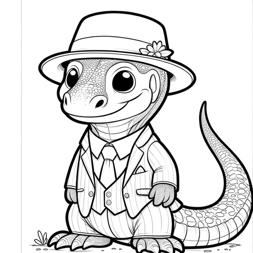 Komodo Dragon in Suits Coloring Page