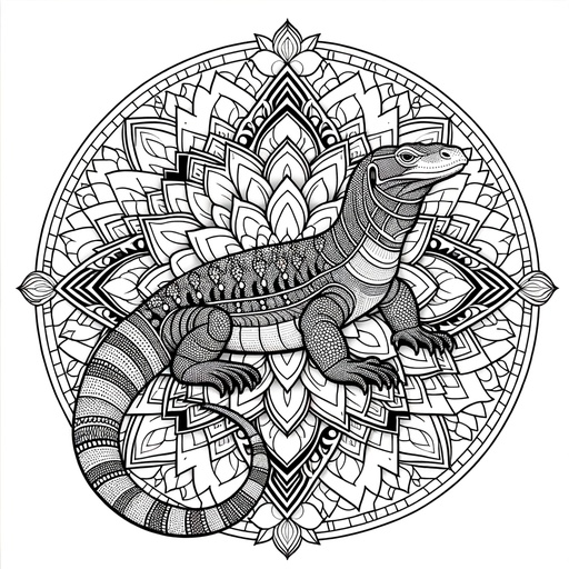 Mandala Komodo Dragon Coloring Page