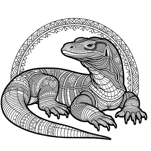 Mindful Komodo Dragon Coloring Page