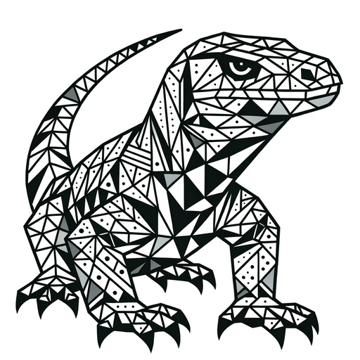 Geometric Komodo Dragon Coloring Page