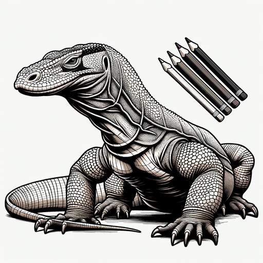 Realistic Komodo Dragon Coloring Page