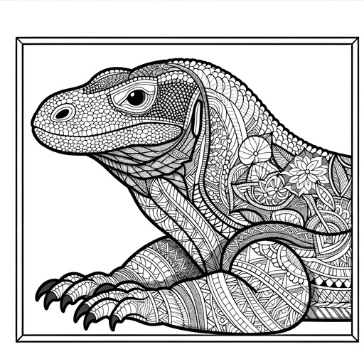 Zentangle Komodo Dragon Coloring Page