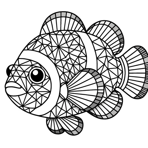 Geometric Clownfish Coloring Page