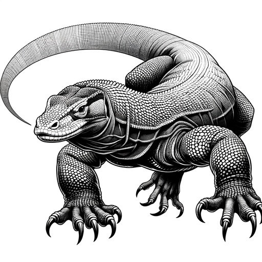 Action Pose Komodo Dragon Coloring Page