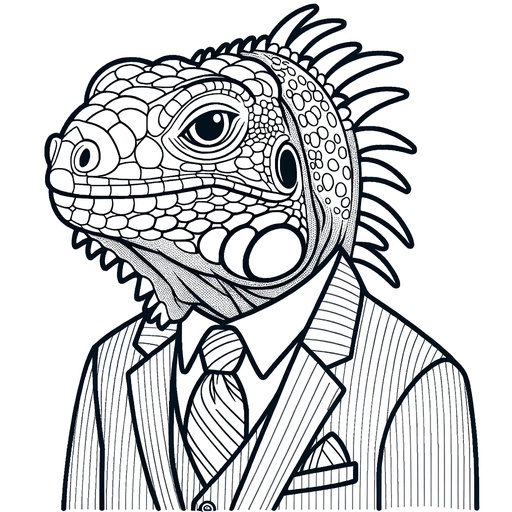 Iguana in Suits Coloring Page