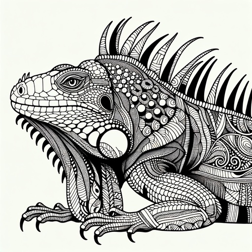 Zentangle Iguana Coloring Page