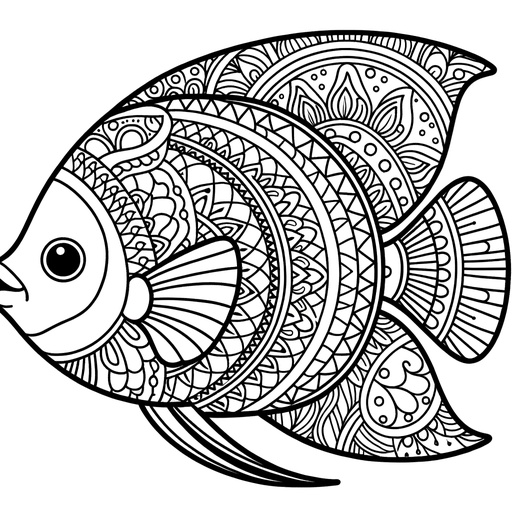 Mandala Angel Fish Coloring Page