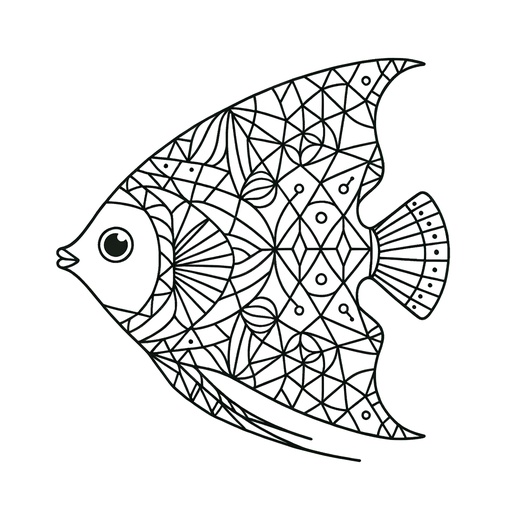 Geometric Angel Fish Coloring Page