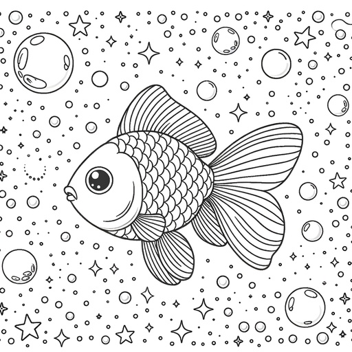 Space Goldfish Coloring Page
